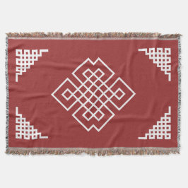 Traditionelles Muster in Rot und Weiß der Mongolei Decke