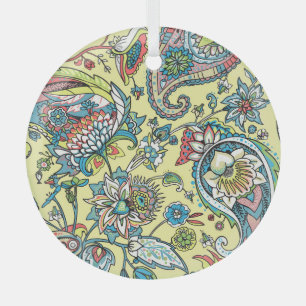 Traditionelles nahtloses Paisley-Muster im orienta Ornament Aus Glas