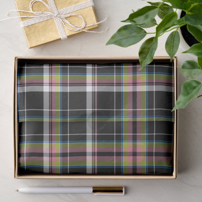 Traditionelles Olivenbaum Grüne Tartanmuster Moder Seidenpapier (Geschenk)