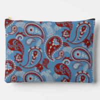 Traditionelles Paisley Linocut Red White Blue