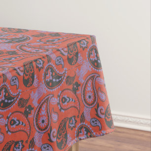 Traditionelles Paisley Linocut Vivid Orange Lila Tischdecke