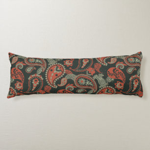 Traditionelles Paisley Linocut Warm Orange Mint Gr Seitenschläferkissen