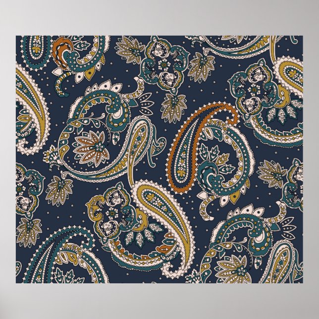 Traditionelles Paisley-Muster auf der Basis Poster (Vorne)