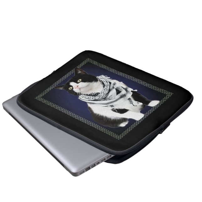 Traditionelles palästinensisches Kufiya mit Katze Laptopschutzhülle (Vorne Knopf)