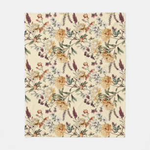 Traditionelles Pfingstrosen-Muster im Vintage-Stil Fleecedecke