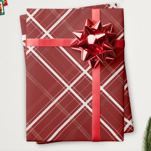 Traditionelles Plaid Cozy Cabin Weihnachten Gold R Geschenkpapier