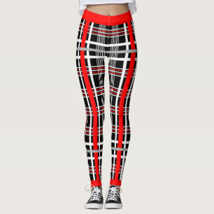 Traditionelles Plaid - Rot Weiß Schwarz Leggings