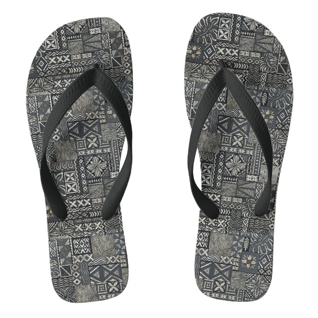 Traditionelles Polynesisches Tapa-Stoffmuster Flip Flops (Fußbett)