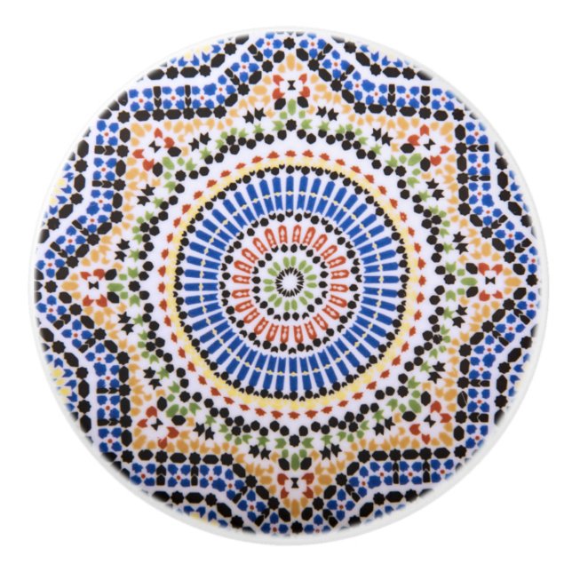 Traditionelles Portugiese Azulejo Fliesen-Muster Keramikknauf (Vorderseite)