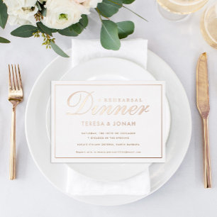 Traditionelles Probedinner Rose Gold Folieneinladung