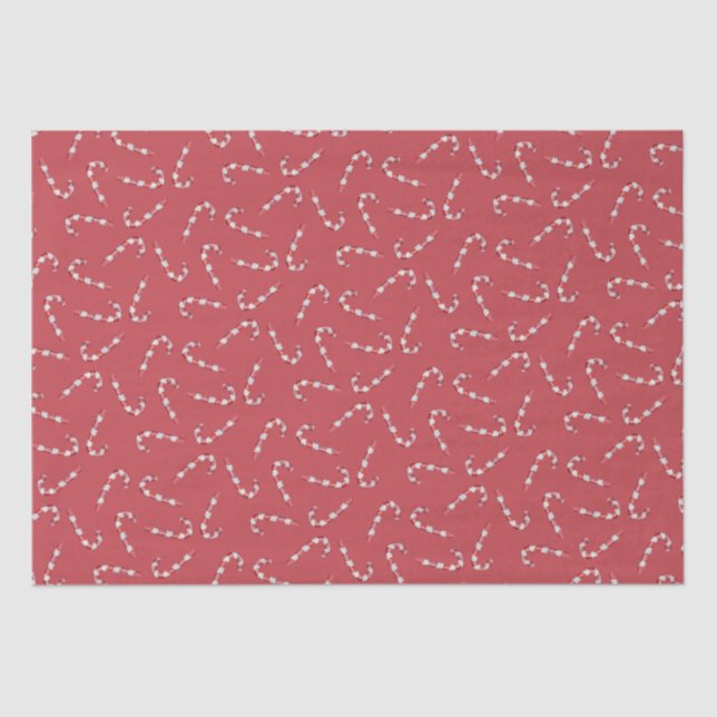 Traditionelles Red Candy Cane Weihnachten Seidenpapier (Vorderseite)