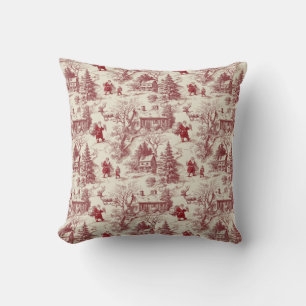 Traditionelles Rot auf Creme Toile De Jouy mit San Kissen