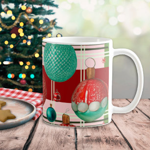 Traditionelles Rot Grün Kariertes Weihnachten Kaffeetasse