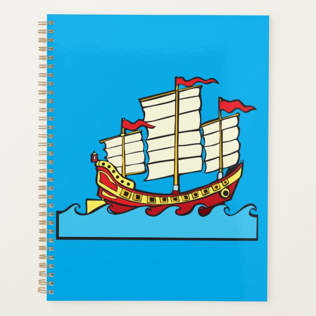 Traditionelles rotes chinesisches Dschunke-Schiff  Planer (Vorderseite)