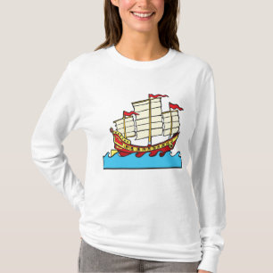 Traditionelles rotes chinesisches Dschunke-Schiff T-Shirt