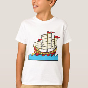 Traditionelles rotes chinesisches Dschunken-Schiff T-Shirt