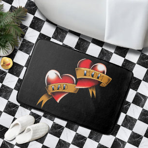 Traditionelles rotes Herz-Eltern-Banner-Tattoo-Des Badematte