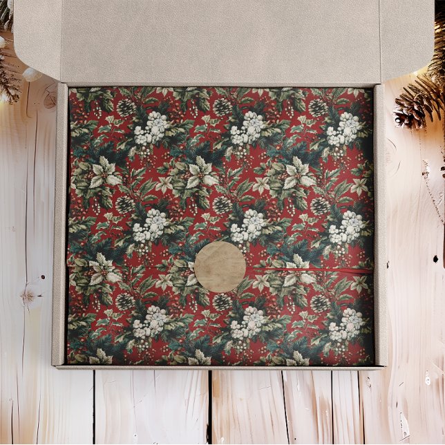 Traditionelles Rotes Weihnachtsgebäck und Pinecone Seidenpapier (Von Creator hochgeladen)