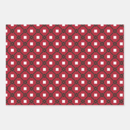 Traditionelles rotes, weißes und grünes Muster und Geschenkpapier Set