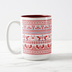 Traditionelles Rotrussisches Ornament Zweifarbige Tasse