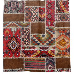 Traditionelles Rug Patchwork: Dekorative Teppichve Duschvorhang