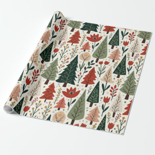 Traditionelles rustikales Weihnachtsbaummuster Geschenkpapier