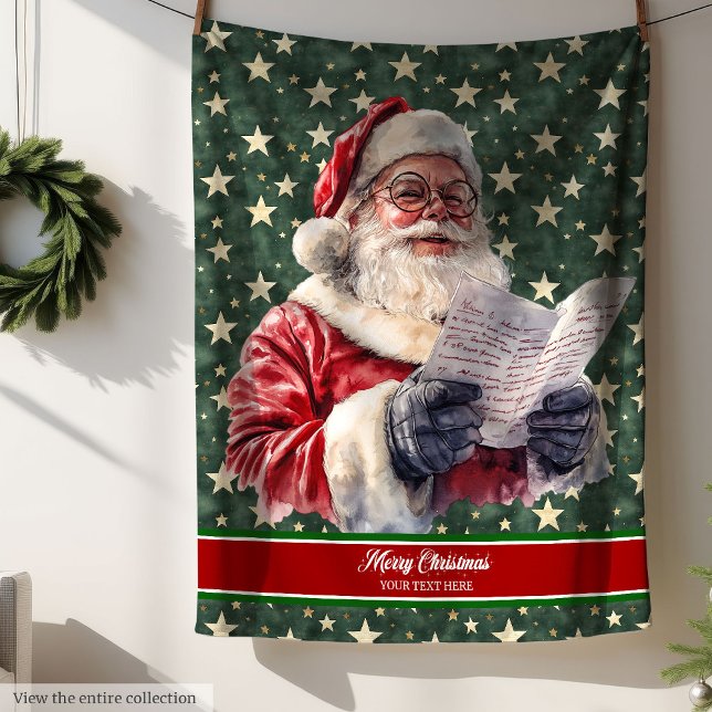 Traditionelles Santa Blanket mit Familientext Fleecedecke (Traditional Santa Blanket with Family Text)