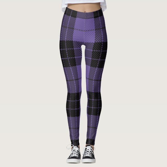 Traditionelles schottisches Lila Tartan Karierte L Leggings (Vorderseite)