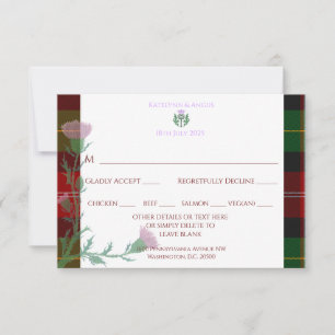 Traditionelles schottisches Tartan Border & Thistl RSVP Karte