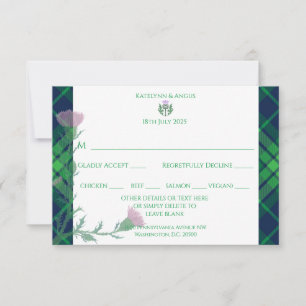 Traditionelles schottisches Tartan Border & Thistl RSVP Karte