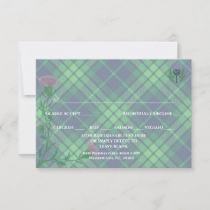 Traditionelles schottisches Tartan und Schottland RSVP Karte
