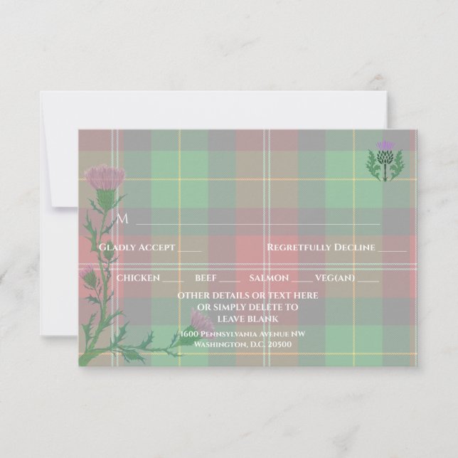Traditionelles schottisches Tartan und Schottland  RSVP Karte (Vorderseite)