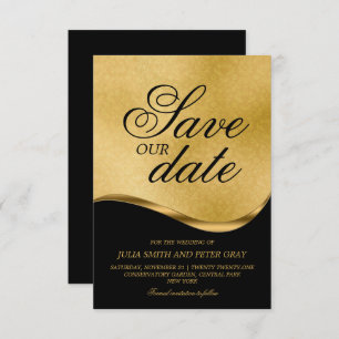 Traditionelles Schwarz/Gold Save the Date Einladung