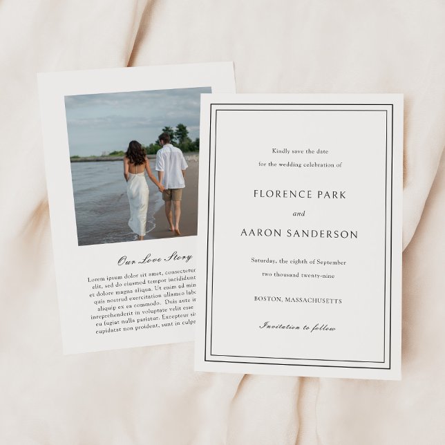 Traditionelles Schwarz-Weiß-Foto Zeitlose Hochzeit Save The Date (Von Creator hochgeladen)