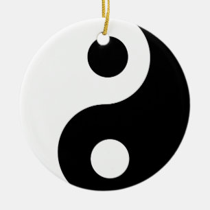 Traditionelles Schwarz-Weiß Yin Yang Muster Keramikornament