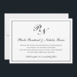 Traditionelles Schwarz-weißes Monogramm formales H Einladung<br><div class="desc">Traditionelle und klassische horizontale Hochzeitseinladung mit einem einfachen Design mit Ihren beiden ersten Monogramm und Ihren Namen in einer eleganten Kalligraphie innerhalb eines dünnen Randes. Die Rückseite ist schwarz. Dieses klassische Schwarz-Weiß-Design ist perfekt für eine formelle Hochzeit.</div>