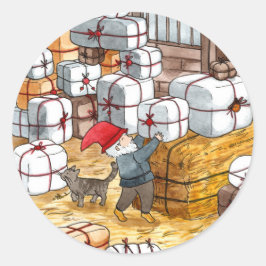 Traditionelles schwedisches Tomten Weihnachtswasse Runder Aufkleber