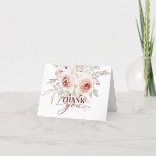 Traditionelles Skript Vielen Dank, Pink Rose Bouqu Dankeskarte