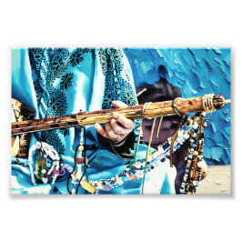 Traditionelles String-Instrument mit bunten Perlen Fotodruck