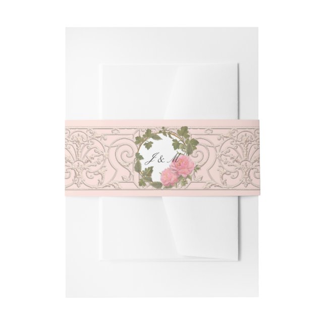 Traditionelles Südliches Rosa Peony Scrolls Einladungsbanderole (Vorderseite Beispiel)