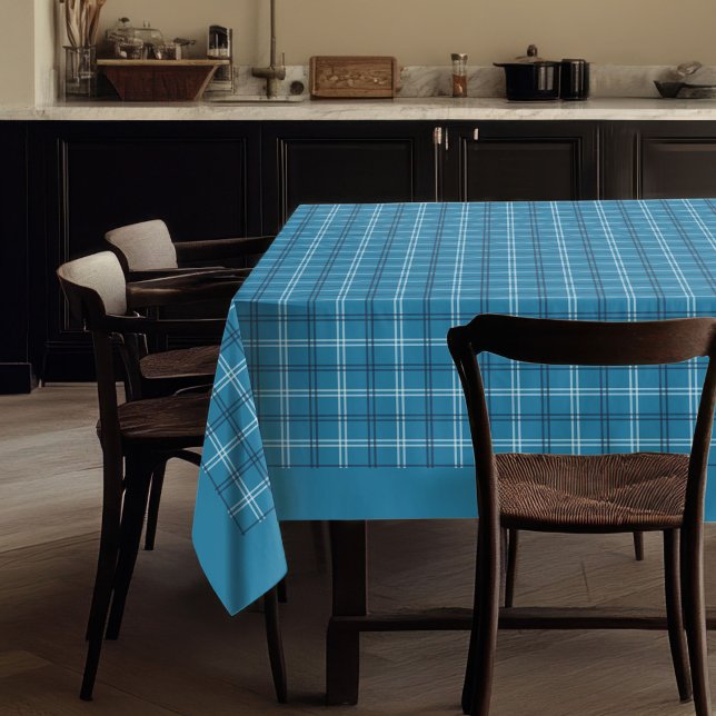 Traditionelles Tartan Kariert Tablecloth in Navy B Tischdecke (Traditional Tartan Plaid Tablecloth in Navy and Blue Tones)