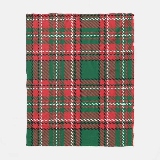 Traditionelles Tartan: kariertes rot-grünes Muster Fleecedecke (Vorderseite)