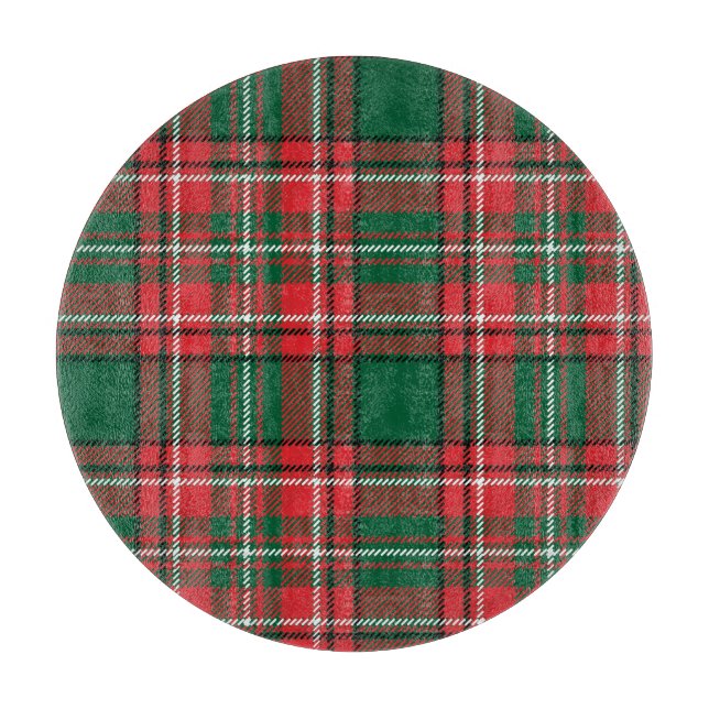 Traditionelles Tartan: kariertes rot-grünes Muster Schneidebrett (Vorderseite)