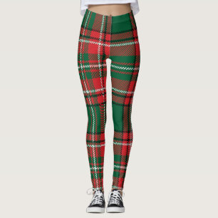 Traditionelles Tartan: rot-grünes Karomuster. Leggings