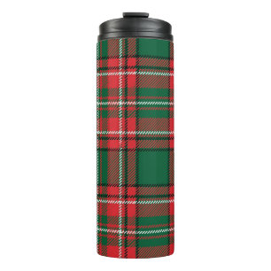 Traditionelles Tartan: rot-grünes Karomuster. Thermosbecher