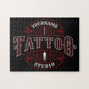 Traditionelles Tattoo-Studio im Stil ADD NAME Puzzle