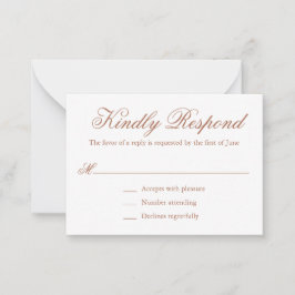 Traditionelles Terracotta Formal Mini Wedding RSVP Mitteilungskarte