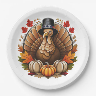 Traditionelles Thanksgiving-Design Pappteller