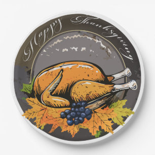 Traditionelles Thanksgiving-Design Pappteller