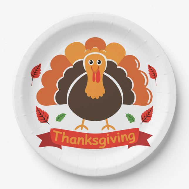 Traditionelles Thanksgiving-Design Pappteller (Vorderseite)